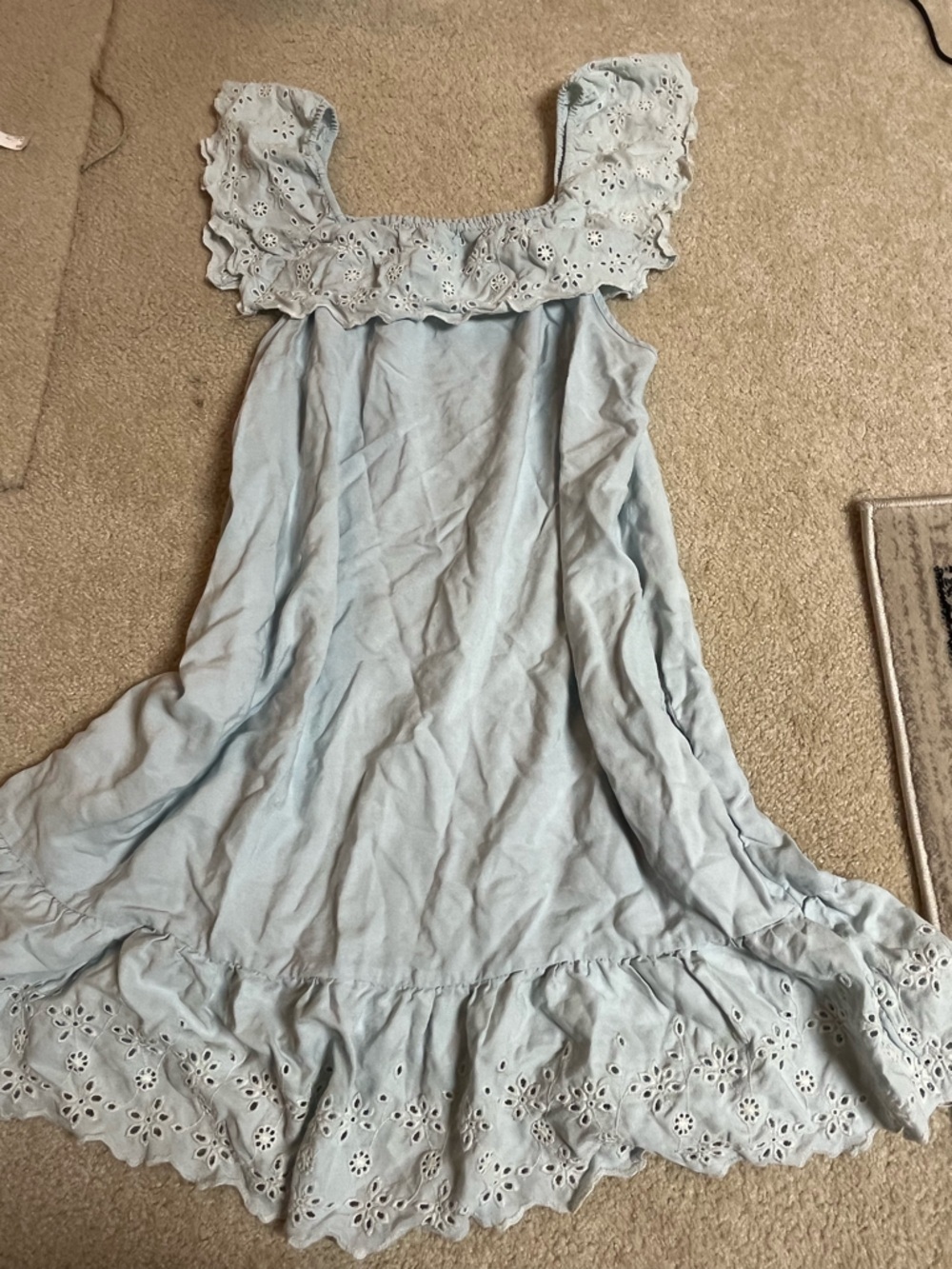 Time and Tru Light Blue Off-Shoulder Top